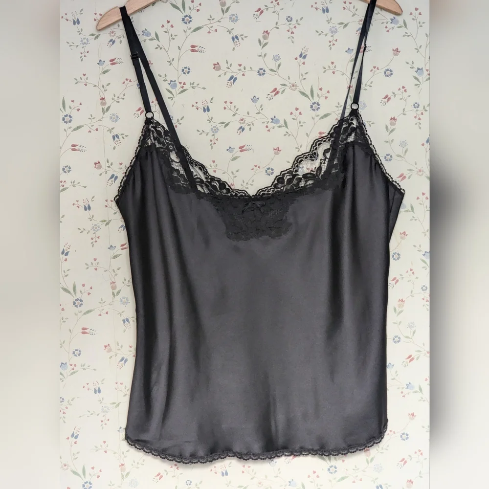 Black Lace Cami 38 L Top Day Night Camisole Layer Lingerie Special Event Date